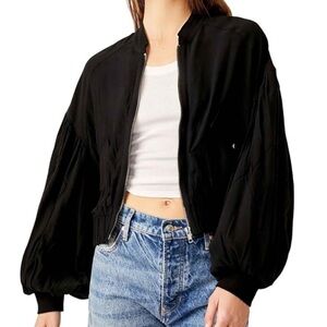 Free People On Pointe Bomber Jacket NWT black size M
